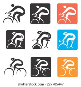 Cycling icons buttons. Set of cycling icons and buttons. Vector illustration 