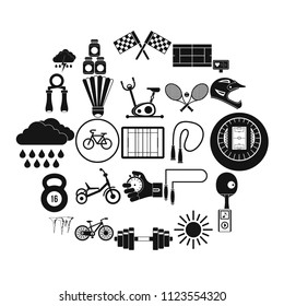 Cycling icons set. Simple set of 25 cycling vector icons for web isolated on white background