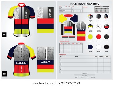 cycling jersey design sublimation with technical pack and pattern