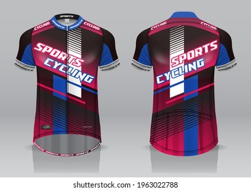 Cycling jersey, front and back view, sporty design is easy to print on fabrics and textiles