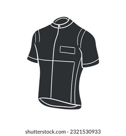 Cycling Jersey Icon Silhouette Illustration. Sport Clothes and Wear Vector Graphic Pictogram Symbol Clip Art. Doodle Sketch Black Sign.