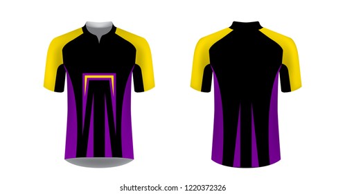 Cycling Jersey vector mockup. T-shirt sport design template. Sublimation printing for sportswear. Apparel blank for triathlon, cycling, running competition, marathon and racing games.