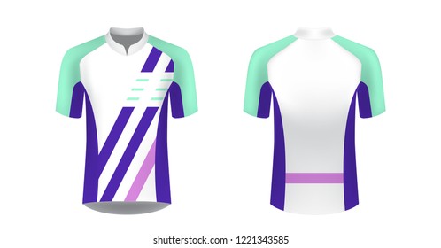 Cycling Jersey vector mockup. T-shirt sport design template. Sublimation printing for sportswear. Apparel blank for triathlon, cycling, running competition, marathon and racing games.