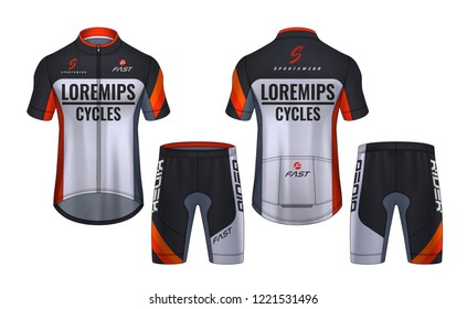 Cycling Jerseys mockup,t-shirt sport design template,uniform for bicycle apparel.