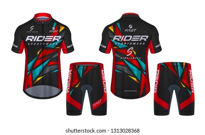 Cycling Jerseys mockup,t-shirt sport design template,uniform for bicycle apparel.