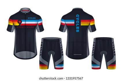 Cycling Jerseys mockup,t-shirt sport design template,uniform for bicycle apparel.