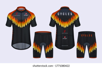 Cycling Jerseys mockup,t-shirt sport design template,uniform for bicycle apparel.