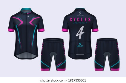 Cycling Jerseys mockup,t-shirt sport design template,uniform for bicycle apparel.