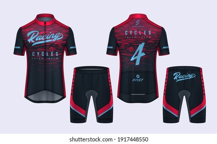 Cycling Jerseys mockup,t-shirt sport design template,uniform for bicycle apparel.