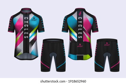 Cycling Jerseys mockup,t-shirt sport design template,uniform for bicycle apparel.