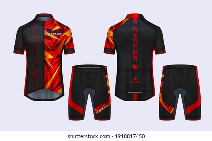 Cycling Jerseys mockup,t-shirt sport design template,uniform for bicycle apparel.