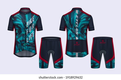 Cycling Jerseys mockup,t-shirt sport design template,uniform for bicycle apparel.