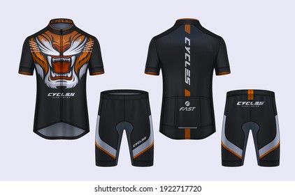 Cycling Jerseys mockup,t-shirt sport design template,uniform for bicycle apparel.