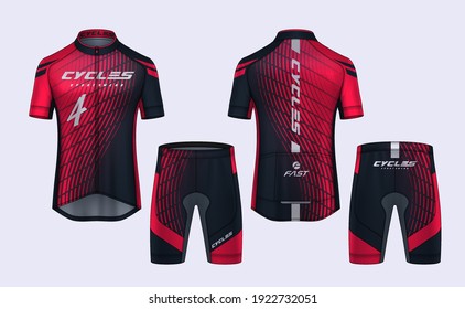 Cycling Jerseys mockup,t-shirt sport design template,uniform for bicycle apparel.
