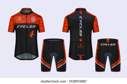 Cycling Jerseys mockup,t-shirt sport design template,uniform for bicycle apparel.
