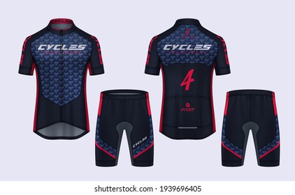 Cycling Jerseys mockup,t-shirt sport design template,uniform for bicycle apparel.