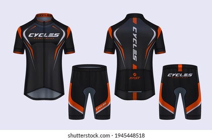 Cycling Jerseys mockup,t-shirt sport design template,uniform for bicycle apparel.