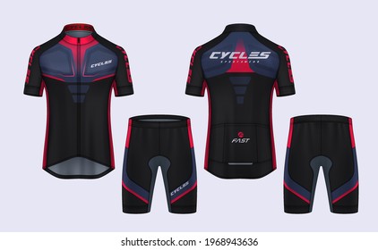 Cycling Jerseys mockup,t-shirt sport design template,uniform for bicycle apparel.