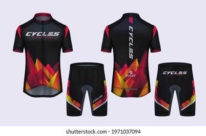 Cycling Jerseys mockup,t-shirt sport design template,uniform for bicycle apparel.