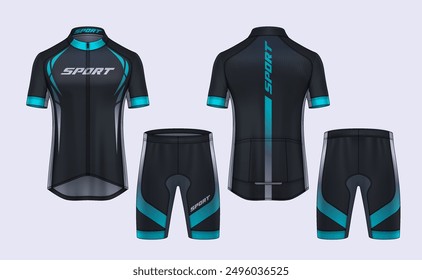 Maqueta de Jerseys de ciclismo, Plantilla de diseño deportivo de camiseta, uniforme para ropa de bicicleta.