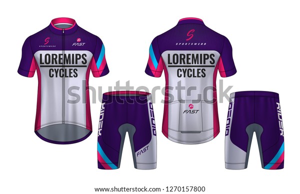 Download Image vectorielle de stock de Cycling Jerseys mock-up, modèle de design 1270157800