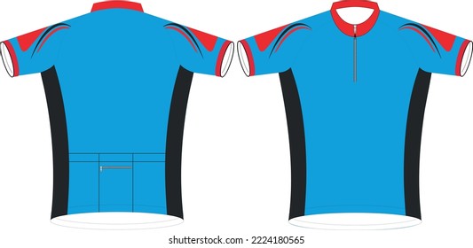 Cycling Jerseys, Short sleeve sports mockup template, Cycling uniform zipper jacket mokup, Full vector eps files
