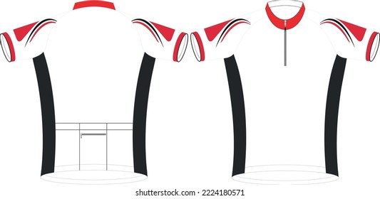 Cycling Jerseys, Short sleeve sports mockup template, Cycling uniform zipper jacket mokup, Full vector eps files