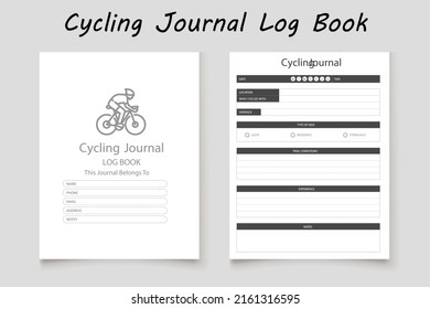 Cycling journal logbook planner template design for KDP Interior. Low content KDP interior