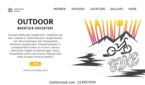 Cycling landing page design in nature, mountains, fresh