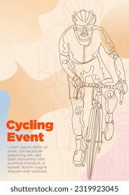 línea de ciclismo arte .cyclist en un afiche de evento de ciclismo bici.estilo abstracto. ilustración de vector de ciclo