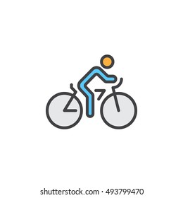 cycling line icon, bicycle filled outline vector sign, linear colorful pictogram isolated on white. logo illustration