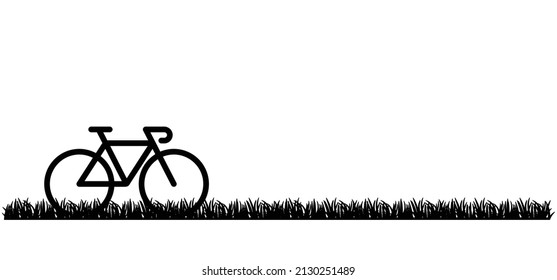 Cycling line pattern banner. World  Sport icon or logo. Cyclist on grass logo. World bicycle day race tour. vector bike pictogram. Mountain touring route. Touring race. Bike symbol. Mamil, mawil