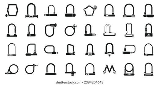 Los iconos de bloqueo de ciclo establecen un vector simple. Bloqueo inteligente para bicicletas. Brindar seguridad de alarma