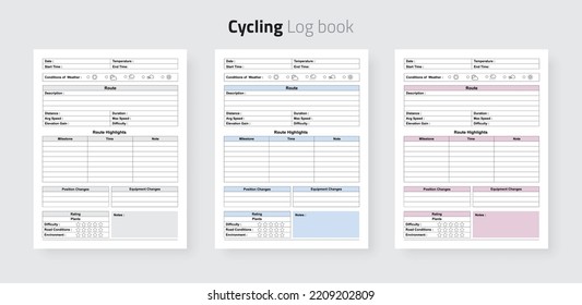 Cycling Logbook for Bicycle Lovers, Bicycle Rider Data, and Daily Mileage Monitor Journal