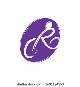 Cycling logo with brush stroke concept