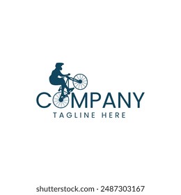 Cycling Logo a man wheeling on a text, Company Logo