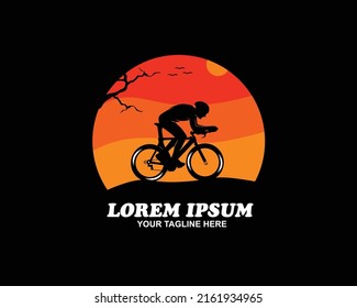 Silueta del logotipo del ciclismo en el bosque