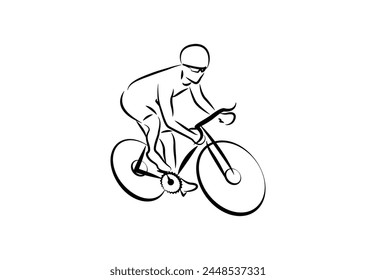 cycling logo Simple black silhouette vector