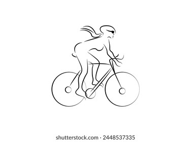 cycling logo Simple black silhouette vector