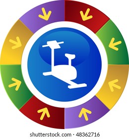 Cycling machine web button isolated on a background