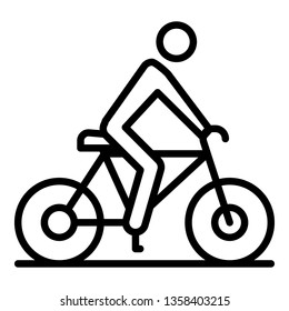 Cycling man icon. Outline cycling man vector icon for web design isolated on white background