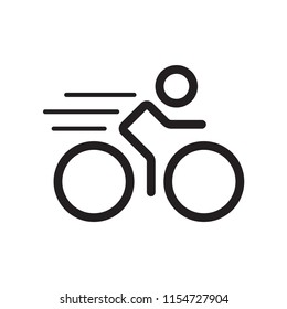 Cycling with motion Icon. Simple design, stroke outline style. Line vector. Isolate on white background.