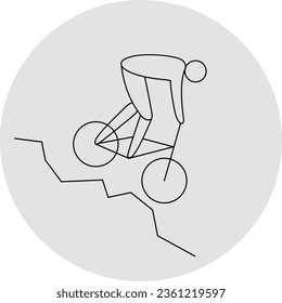 Cycling mountain bike competition icon.   Line art.