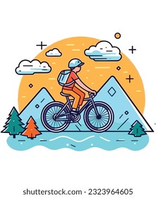 cycling in mountain vector design , cycling t-shirt vector design