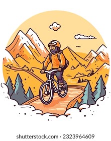 cycling in mountain vector design , cycling t-shirt vector design