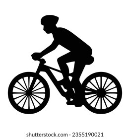 Cycling in nature. Cyclists. The cyclist looks back at the pursuers. Vector illustration.