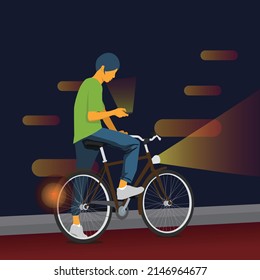 Cycling at night, stopping to check the way on your phone