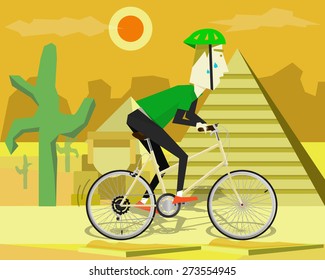 cycling on desert background