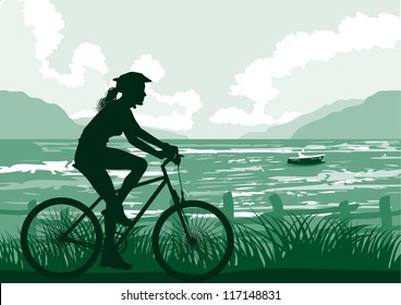 Cycling on seaside