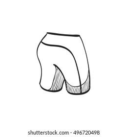 Cycling Pants Icon In Doodle Sketch Lines. Sport Wear Apparel Road Bike Race Comfort